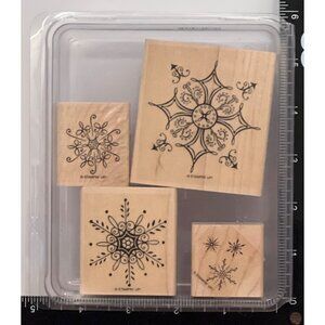 STAMPIN' UP! 115438 SERENE SNOWFLAKES Wood Mounted Rubber Stamp set of 4